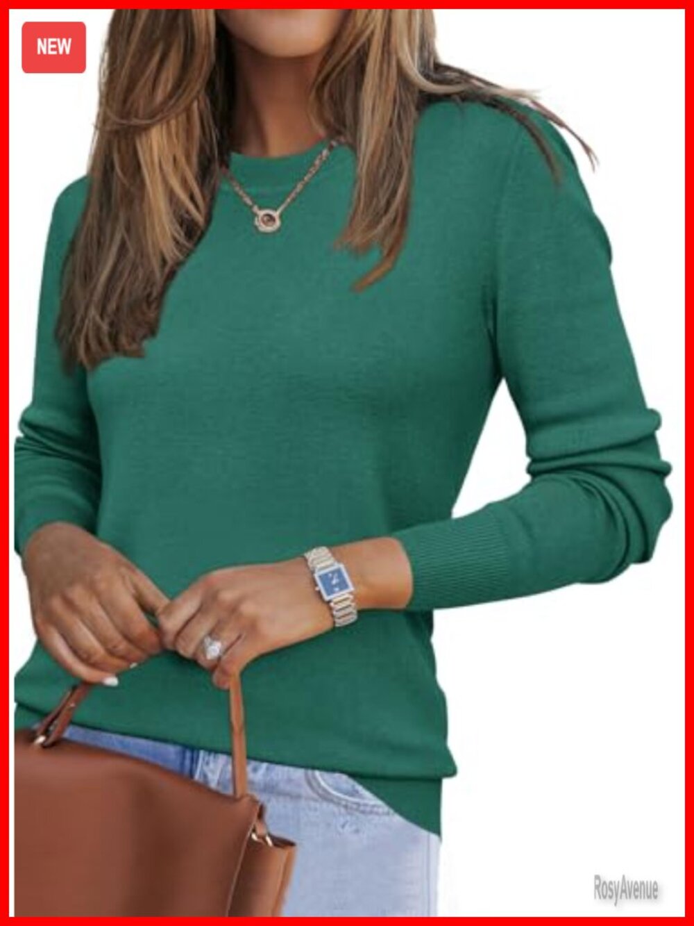 Women's Wool Blend Crew Neck Long Sleeve Pullover Sweater Loose Fit